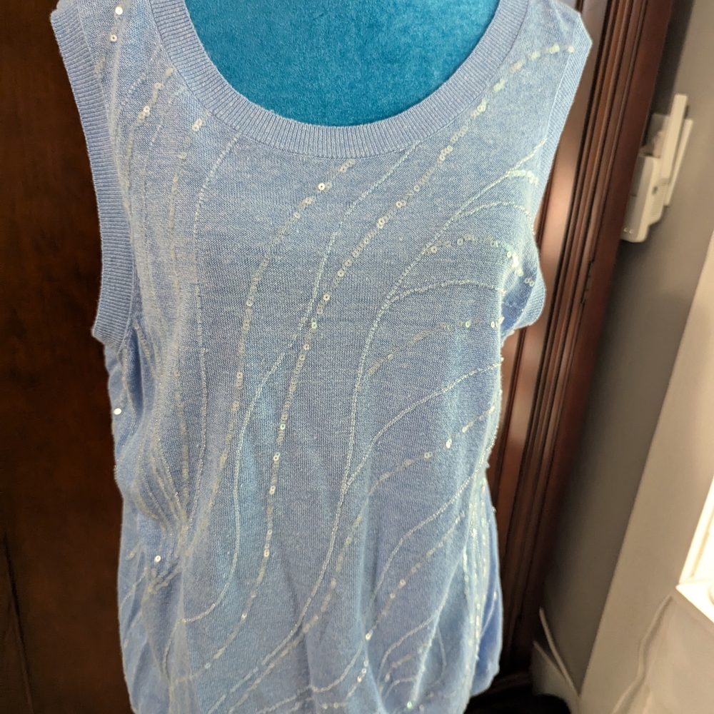 Tommy Bahama Sky Blue Sequin Tank Top